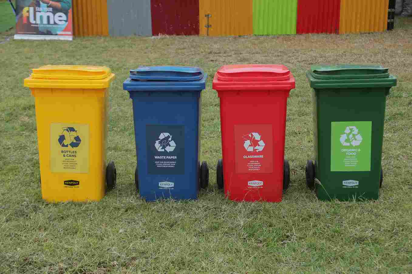 Promoting waste segregation at the 2023 WRC held in Naivasha; Color-coded bins positioned at KCB tents for effective waste collection, recycling and proper disposal.