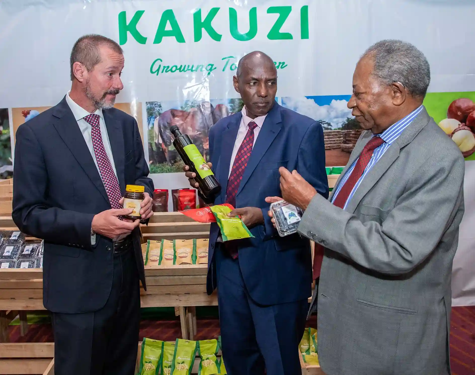 Kakuzi MD Chris Flowers, Principal Secretary Crop Development Phillip Harsama and Kakuzi Chairman Nicholas Ng'ang'a