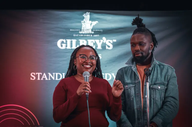 Zipporah Ndung'u is Gilbey's brand manager, and Eric Lu Sava is Punchline Comedy Club's founder.