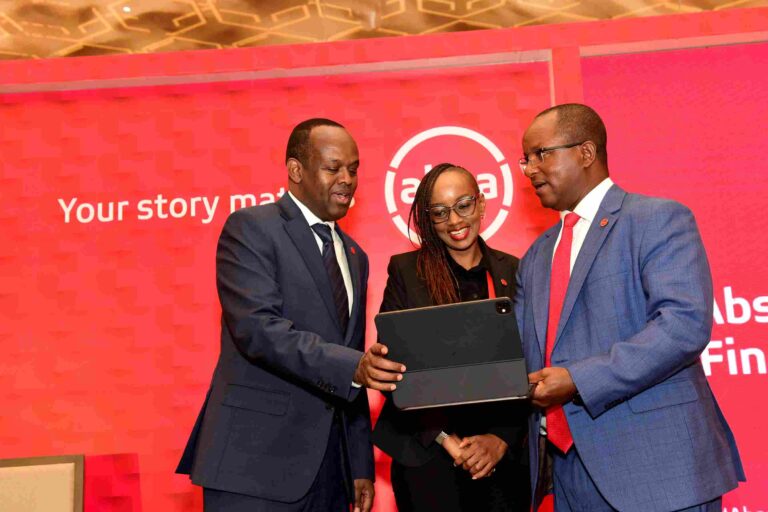 Absa Bank Kenya CEO Abdi Mohamed, Marketing and Corporate Affairs Director Mwihaki Wachira and Chief Finance Officer Yusuf Omari during the release of the bank’s H1’ 2025 financial results where the bank announced a 9% growth in profit after tax to KShs 11.7 billion, supporting a strong return on equity of 26.5%.