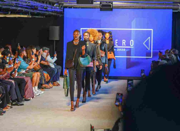 Kevin Abwova of Kisero Nairobi presenting premium leather accessories at Africa Fashion Week London 2025.