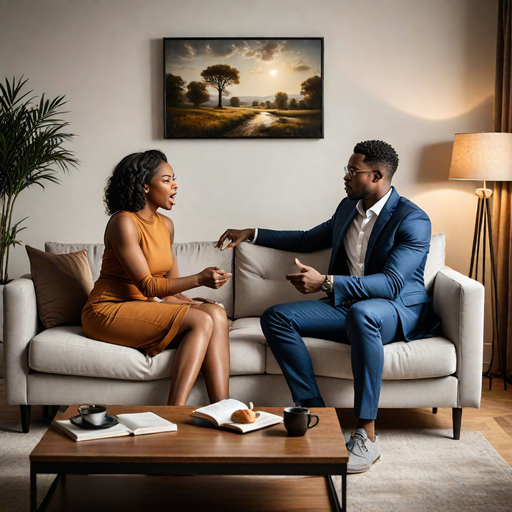 An AI-generated image of a couple arguing