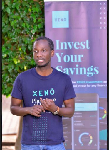 Aéko Ongodia, Founder and CEO at XENO presenting in front of investment banner