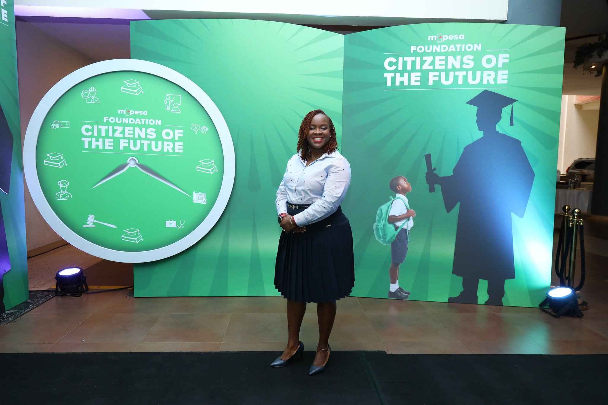 Safaricom’s Director of Sustainable Business Karen Basiye presenting the future of education