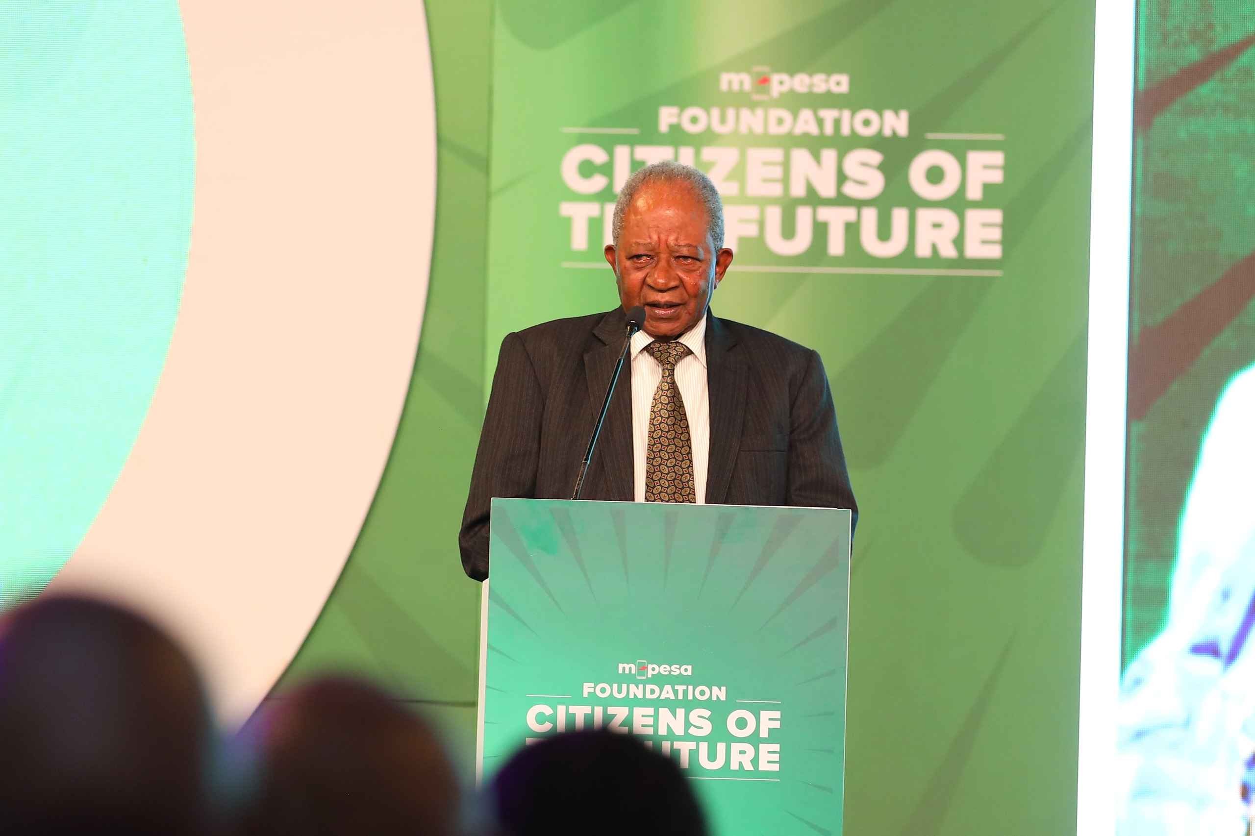 M-PESA Foundation Chairman Nicholas Nganga addressing guests during the programme launch