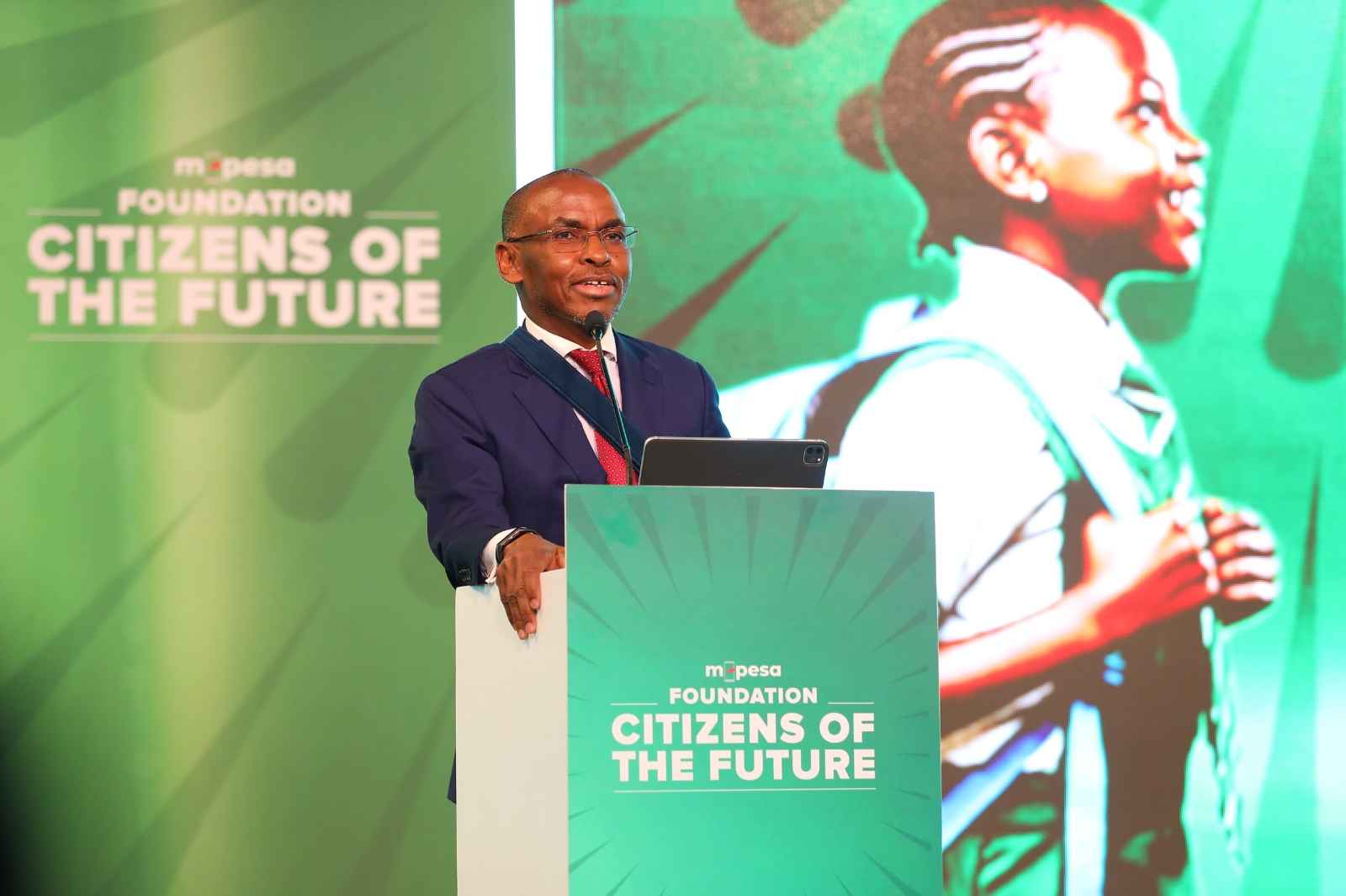Safaricom CEO Peter Ndegwa speaking at the Citizens of the Future launch event