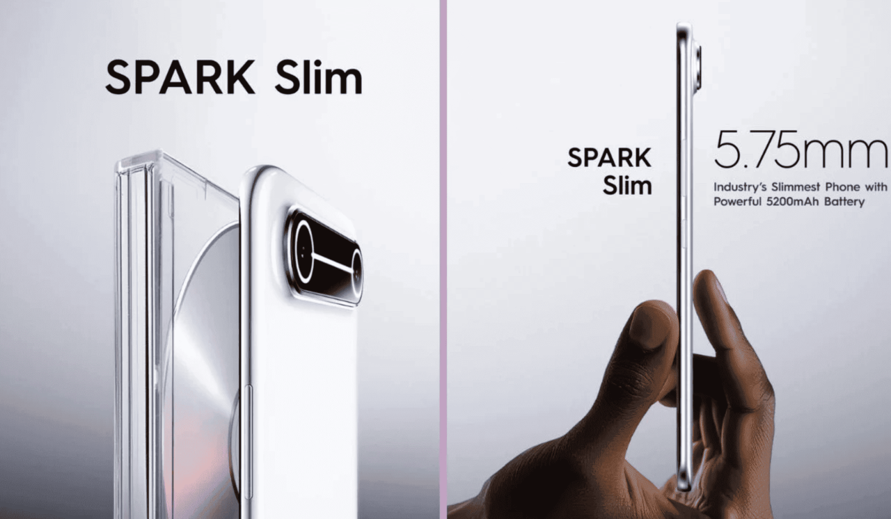 Tecno Spark Slim smartphone with 3D curved display and ultra-thin design