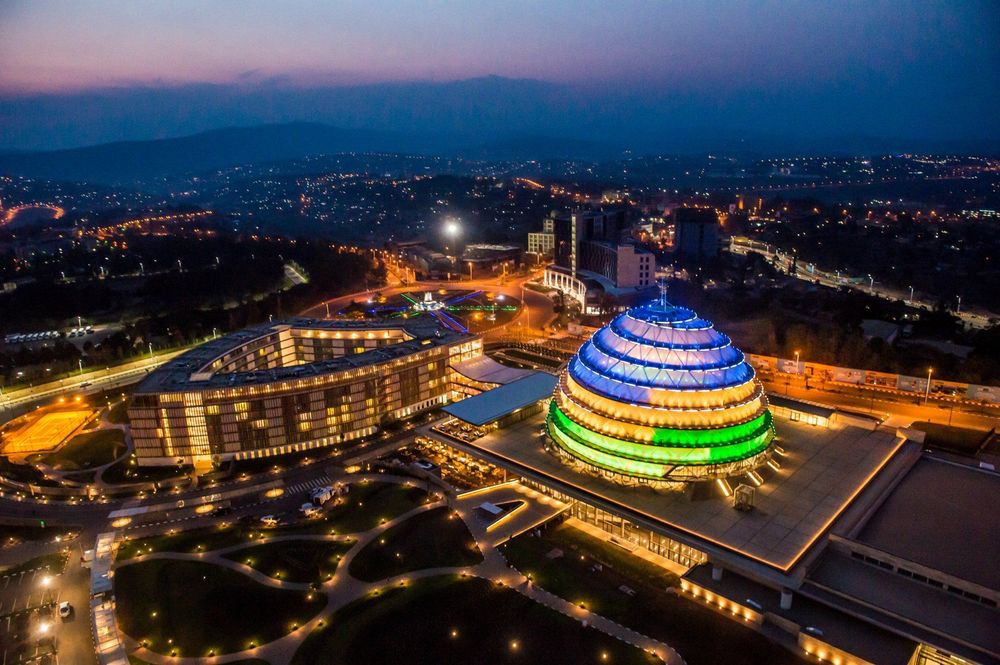 Cityscape of Rwanda with the Radison Blu hotel in the forefront © Visit Rwanda Tourism