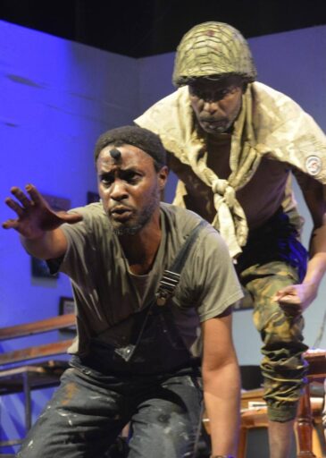 Kenyan actor Nick Ndeda perform a scene from In the Seashell Hum at the Kenya National Theatre