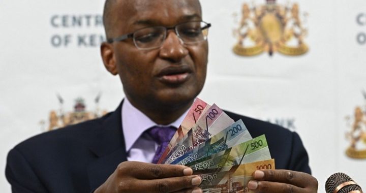 Dr Patrick Njoroge, CBK Governor Displaying some of the new currency Notes