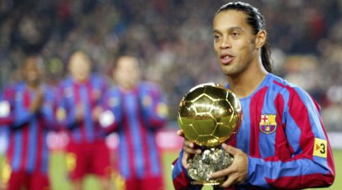 Ronaldinho with the Ballon D'or