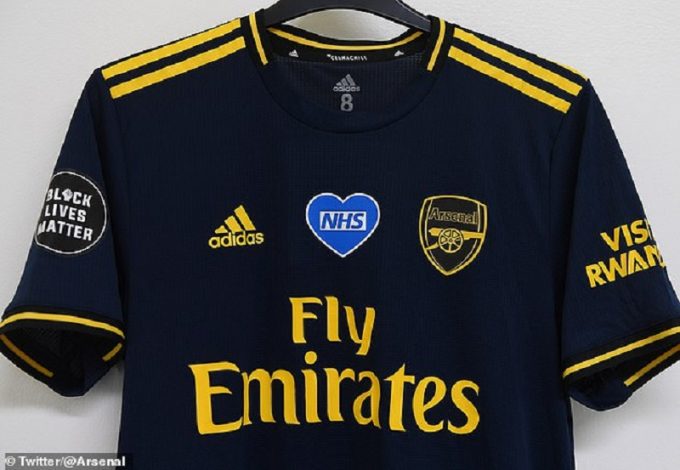 Gunners will don jerseys giving tribute to NHS and Black Lives Matter 