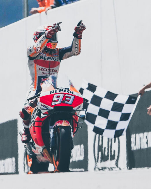 Six-time world champion, Repsol Honda's Spanish rider Marc Marquez dominated in the rain at the Sachsenring to win the German MotoGP on Sunday.