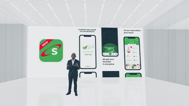 Peter Ndegwa ,Chief Executive Officer (CEO) of Safaricom PLC during the launch of the M-Pesa App. M-PESA, a mobile money transfer service, is down due to a technical glitch
