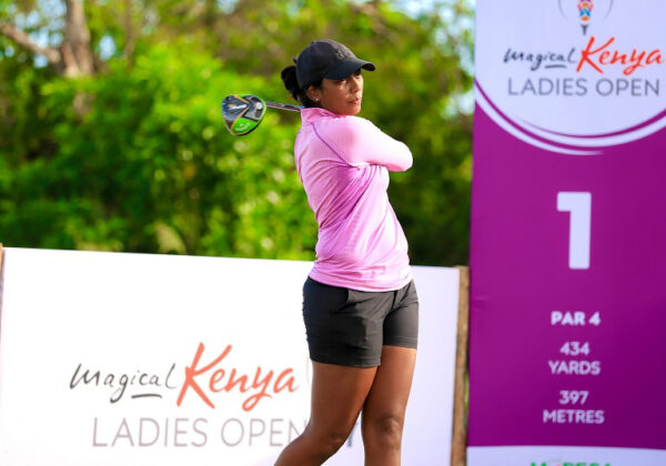 Nyali Golf and Country Club pro golfer, Bhavi Shah in action during the inaugural Magical Kenya Ladies Open in 2019.