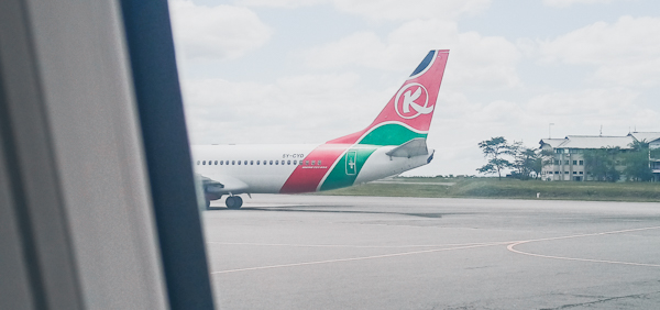 Kenya Airways plane skirting at JKIA Nairobi