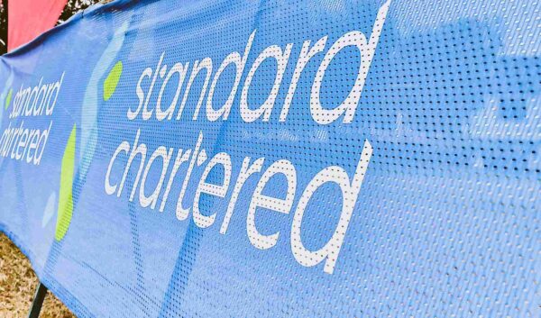Standard Chartered Bank banner during the Stanchart nairobi Marathon preparations