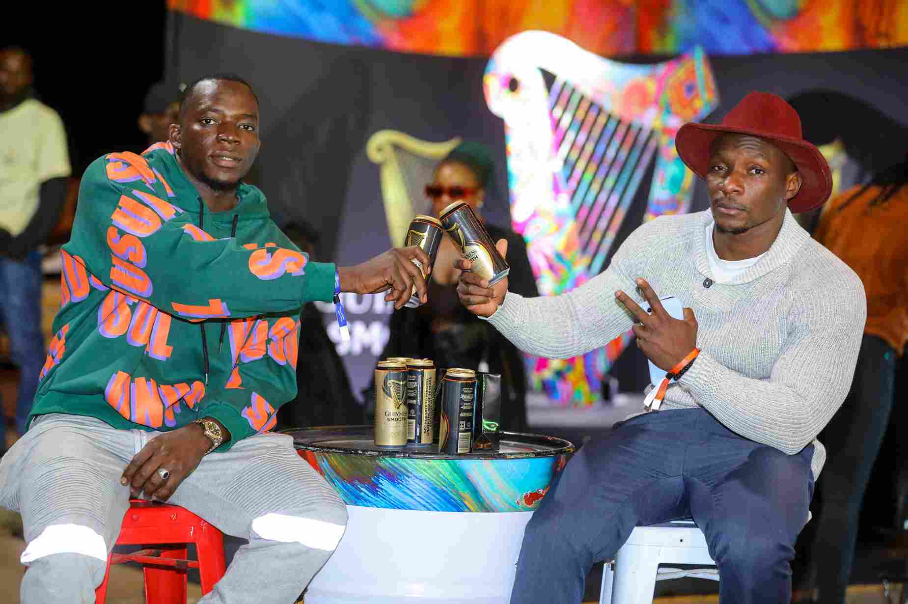 Leon Ochieng (Left) and Tyson Oluoch pose for a photo during the Guinness Smooth “Easy Going, Smooth Flowing” cam Leon Ochieng (Left) and Tyson Oluoch pose for a photo during the Guinness Smooth “Easy Going, Smooth Flowing” campaign launch at TRM.paign launch at TRM.