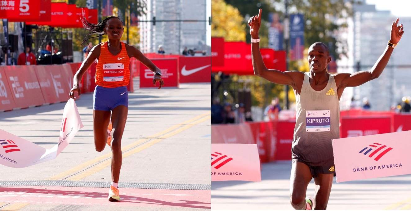 Ruth Chepngetich and Benson Kipruto winners of the 2022 Chicago marathon