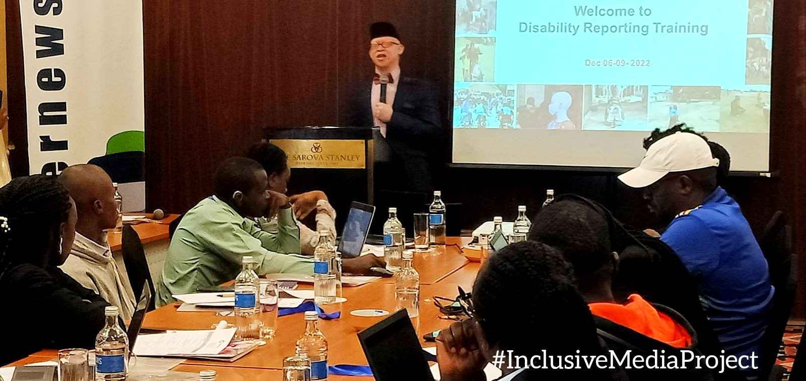 George Ochola attending disability reporting workshop organized by Internews
