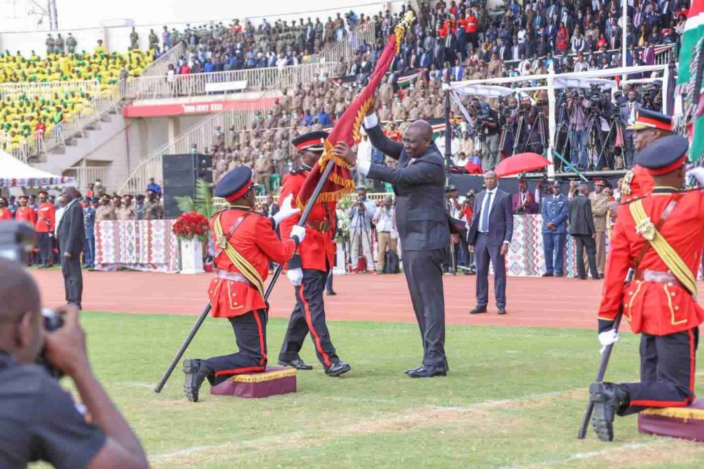 President William Ruto during Jmahuri Day celebrations at the Nyayo Stadium on December 12, 2022.
