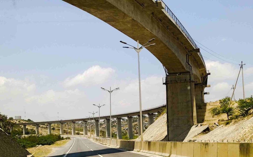 A section of Kenya Standard Gauge Railway and the Mombasa-Mariakani Highway a key entry and exit point for cargo belonging to a vast hinterland that includes Burundi, DR Congo, Kenya, Rwanda, South Sudan and Uganda.