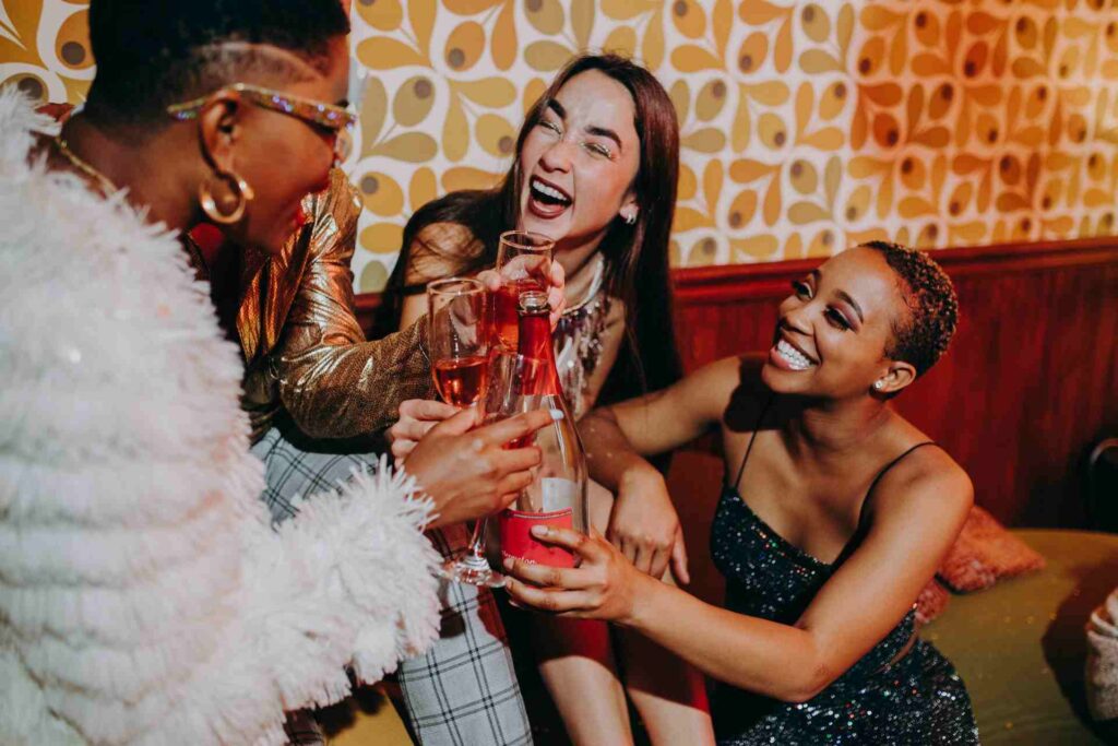 Women Having a Toast at a Party on International Womens Day