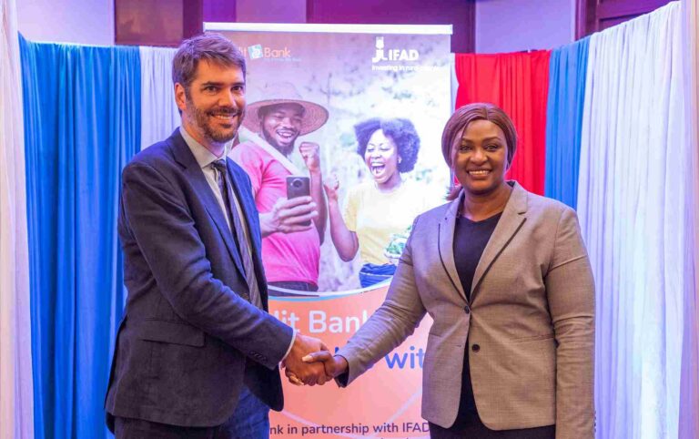 Credit Bank CEO Betty Korir with Alexandre Baron, Head of Governance and Macro Economics for the EU delegation in Kenya, during the launch of the Affordable Remittances and Enhanced Financial Inclusion Program in Nairobi, on Tuesday