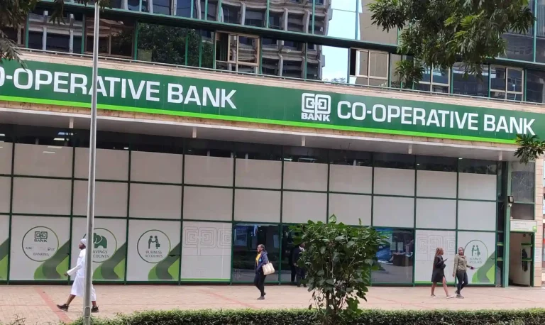 Co-operative Bank of Kenya branch in Nairobi. The bank t posted a 5.22 per cent jump in net earnings to Sh12.1 billion for the first six months of the year.