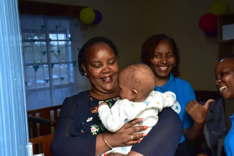 The Ministry of Labour and Social Protection Cabinet Secretary Florence Bore during her visit to the Child Welfare Society of Kenya.