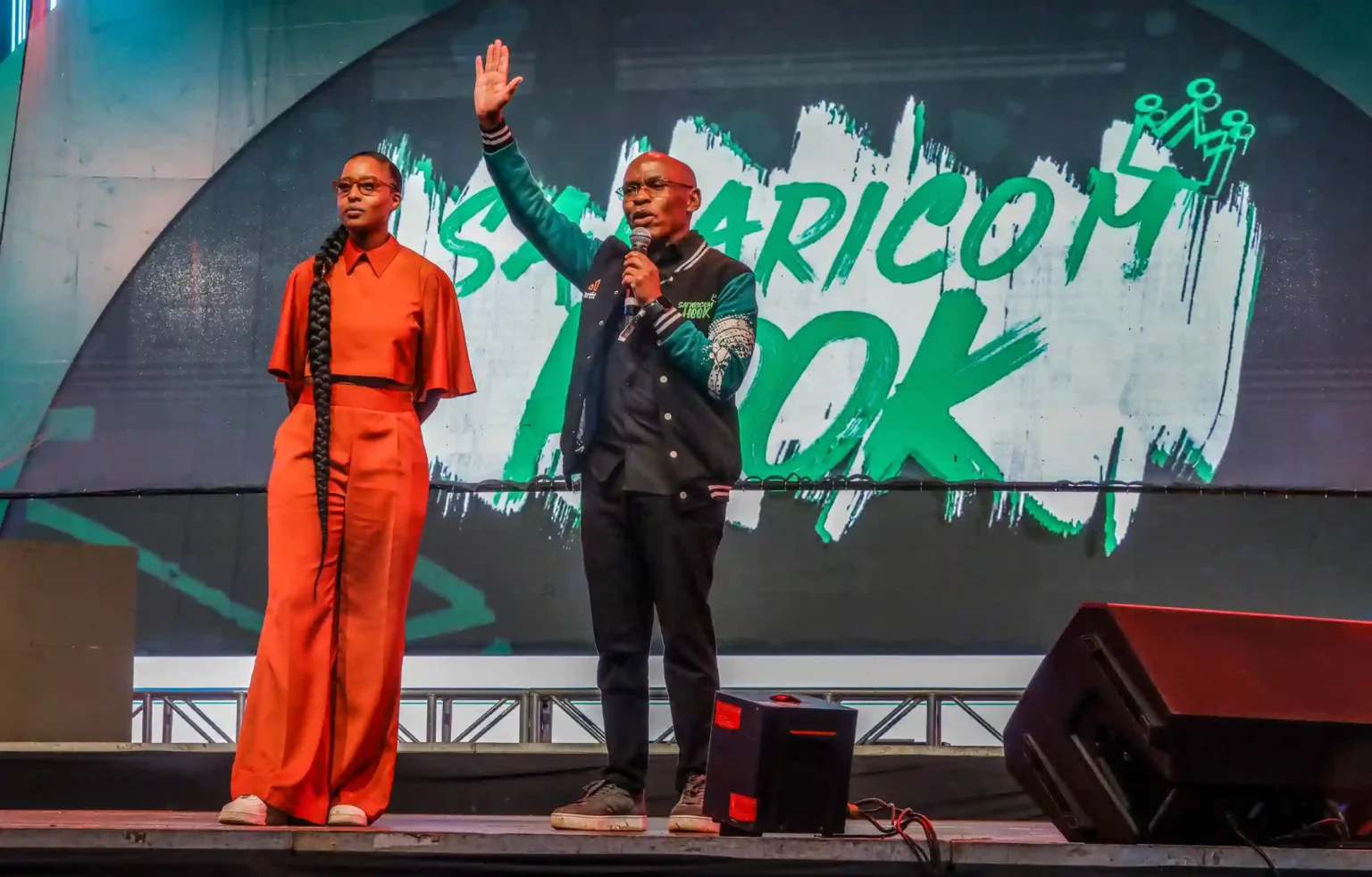 Peter Ndegwa - CEO Safaricom PLC and Media personality Sheila Kwamboka launch the new Safaricom youth platform dubbed Safaricom-Hook aka S-Hook that seeks to empower the youth by leveraging the power of technology in Eldoret, Uasin Gishu County at Eldoret Sports Club.