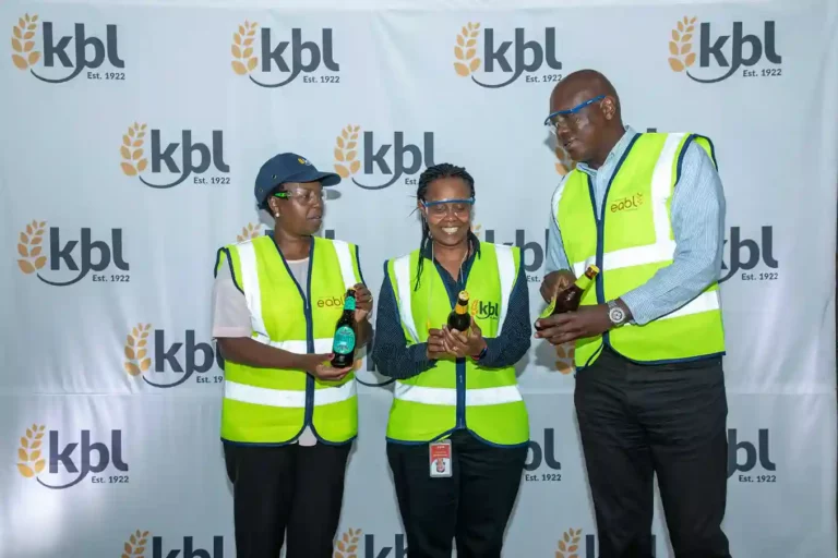 (Left to right) EABL Group CEO Jane Karuku, KBL Operations Director Rosemary Mwaniki, and KBL MD Mark Ocitti at the launch of Manyatta, the first brand produced at the company’s new microbrewery at Ruaraka.