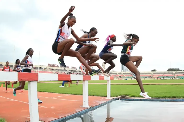 Kenya Athletes during a practice session at the Nyayo Stadium