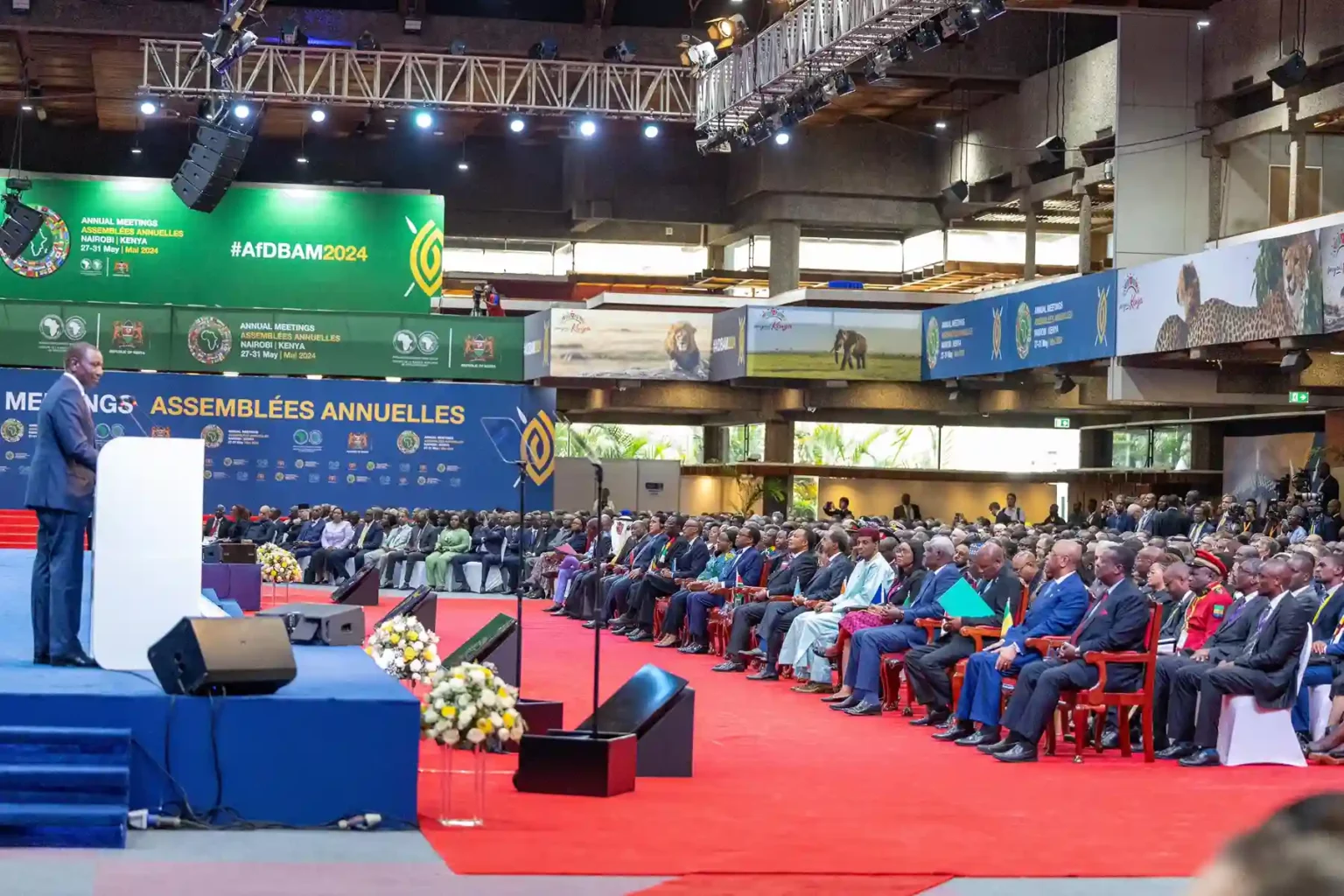 President William Ruto at the Kenyatta International Convention Centre, Nairobi Nairobi, for the African Development Bank Group and Africa Development Fund Annual Meetings.