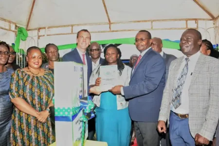 British Deputy High Commissioner Ed Barnett and Busia Governor Paul Otuoma in Busia on September 23, 2024 during the launch of Ksh 640 million project called "Strengthening Digital Communities" to improve digital access for marginalized groups in Busia and Mandera Counties.