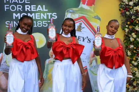 From left_ Gilbey’s Brand Ambassadors, Isabella Kiarie, Grace Mwaura, and Yvonne Wanjohi striking a pose at the MassHouse Hangout.