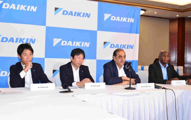 L-R: Mr. Shogo Ando, Mr. Omori Junichi, Mr. Kanwaljeet Jawa, and Mr. Paul Muchiri during Daikin’s Nairobi office inauguration ceremony.