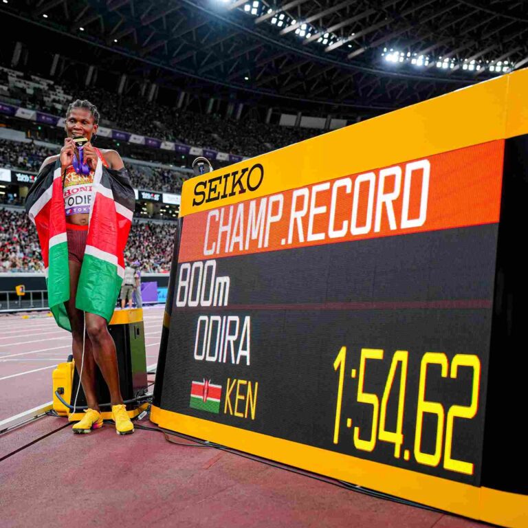 Kenya Becomes First Nation to Win All Distance Events at a Single World Championships Lilian Odira crosses the finish line in triumph at the Tokyo 2025 World Athletics Championships, winning the women’s 800m in a championship record time of 1:54.62.