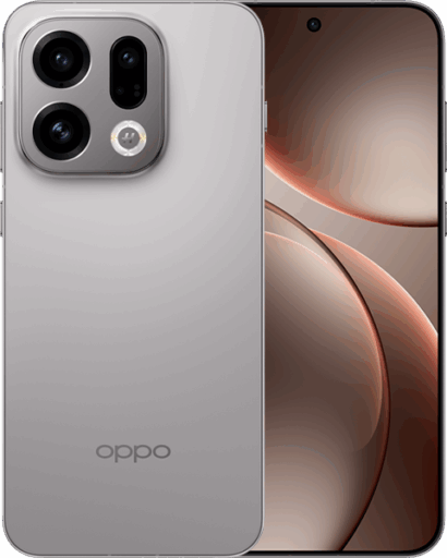 OPPO Find X9 smartphone in Titanium Grey with triple camera system.