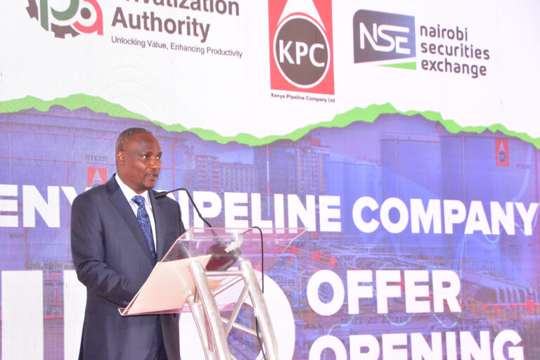 Hon. FCPA John Mbadi Ng’ongo speaking at Kenya Pipeline Company IPO launch at Nairobi Securities Exchange