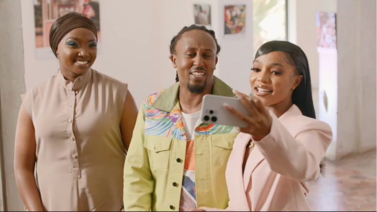 Fredrique Achieng, Anto Neosoul, and Njeri Kirubi take a selfie during OPPO Reno15 Series launch.