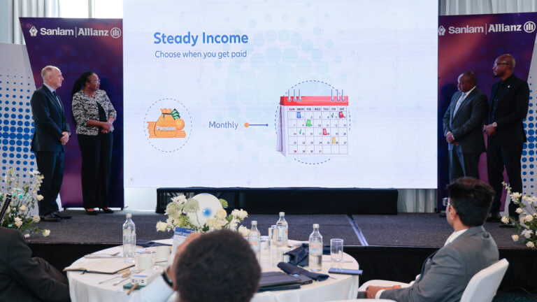SanlamAllianz Kenya Unveils Flexible Retirement Income Drawdown Fund From left: Jonathan Stitchbury, Jacqueline Karasha, Jackson Nguthu, and Jack Marwa at SanlamAllianz Kenya event