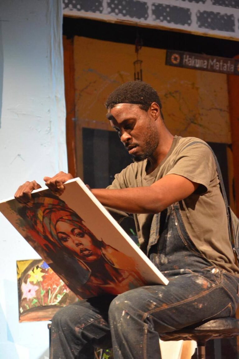 Kenyan actor Nick Ndeda perform a scene from In the Seashell Hum at the Kenya National Theatre