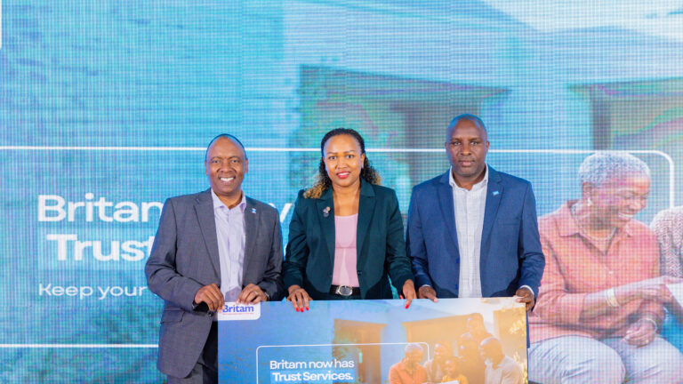 Britam Trust Services Launches to Help Kenyans Protect and Transfer Wealth Tom Gitogo, Britam Group Managing Director and CEO, Susan Mathenge, Britam Trust Manager, and Moses Kang'ethe, Acting CEO and Principal Officer of Britam Life Assurance, at the Britam Trust Services launch in Nairobi, Kenya on June 17, 2026.
