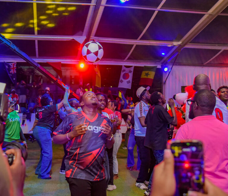 Inside Nairobi’s Biggest World Cup Fan Experience BetGr8 Chairman Jimal Ibrahim Hassan having a fuun moment during the World Cup opening event in Uhuru Park
