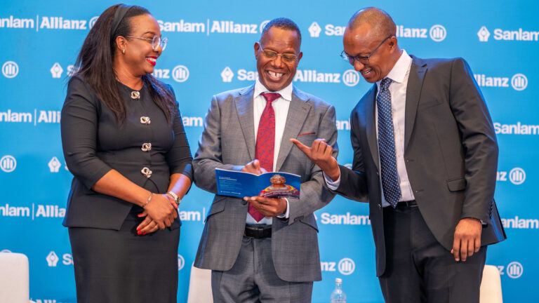 SanlamAllianz Launches Campaign to Help Kenyans Protect Their Milestones Jacqueline Karasha, Dr Nyamemba Patrick Tumbo and George Kuria at SanlamAllianz Kenya Proud Moments Initiative launch