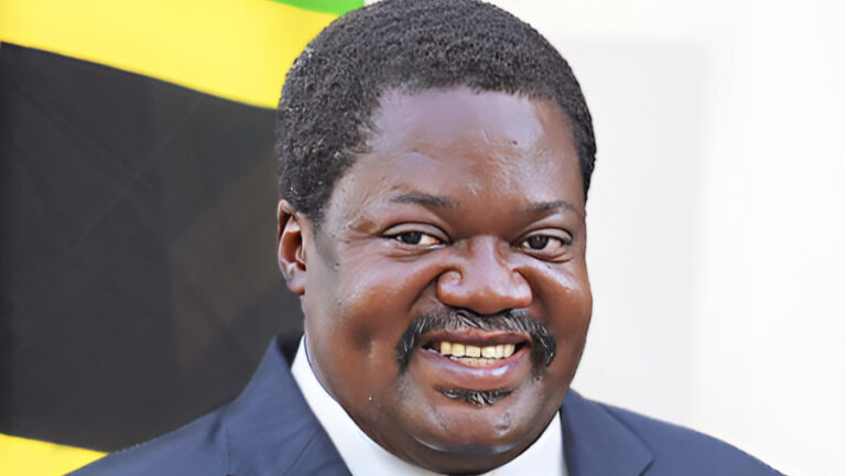 Tanzania’s Vice President Nchimbi Resigns After Falling Out With Samia Dr Emmanuel Nchimbi smiling in a suit in front of the Tanzanian flag