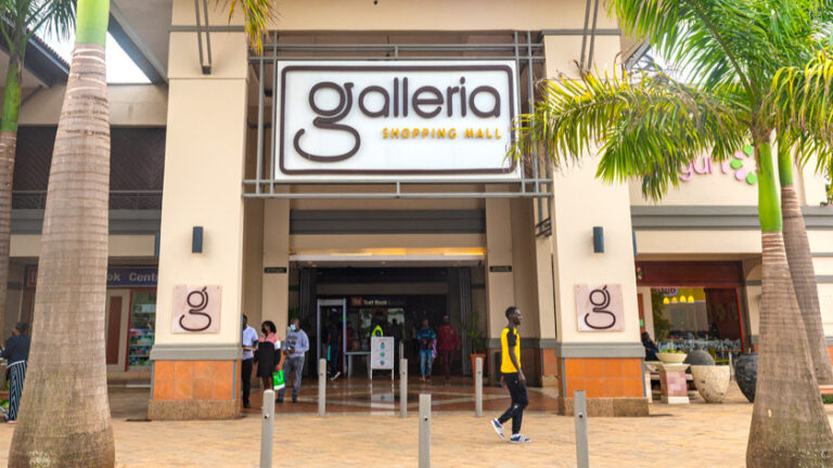 Galleria Shopping Mall entrance with palm trees at the junction of Magadi and Langata Road, Nairobi