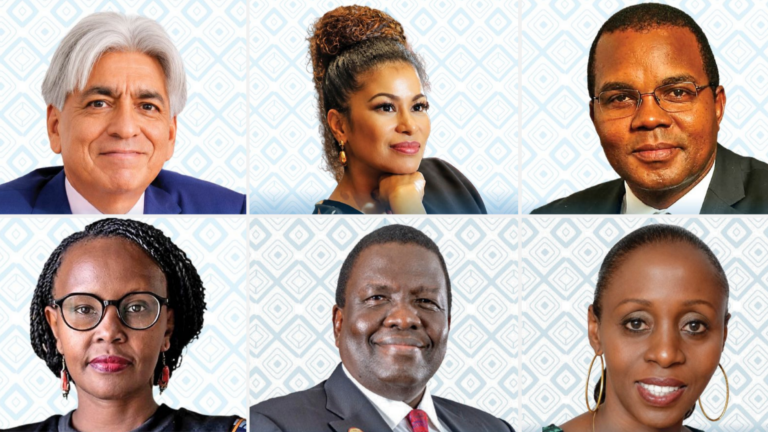 Nation Media Group Rebuilds Its Board as New Owner Takes Charge Photo collage of Bharat Thakrar, Dr Julie Gichuru, Julius Kangogo Kipngetich, Juliana Rotich, Wilfred Musau and Georgia Mutagahywa, Nation Media Group's incoming board directors
