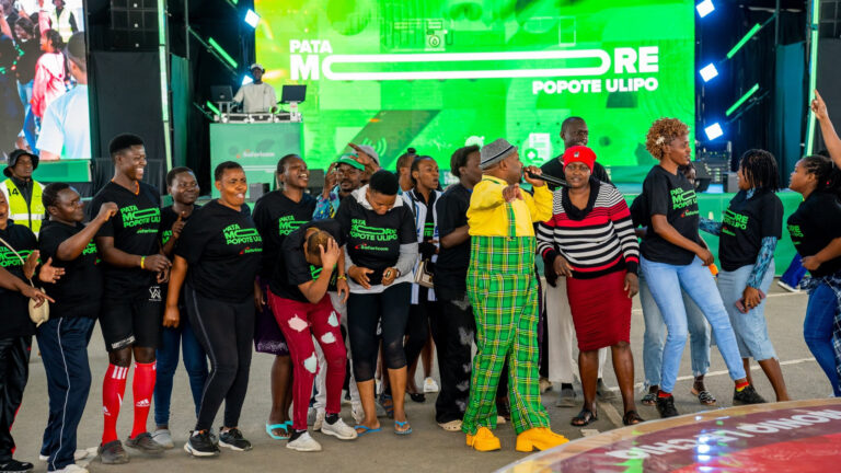 Crowd on stage with Safaricom at the PATA MORE Popote Ulipo campaign launch